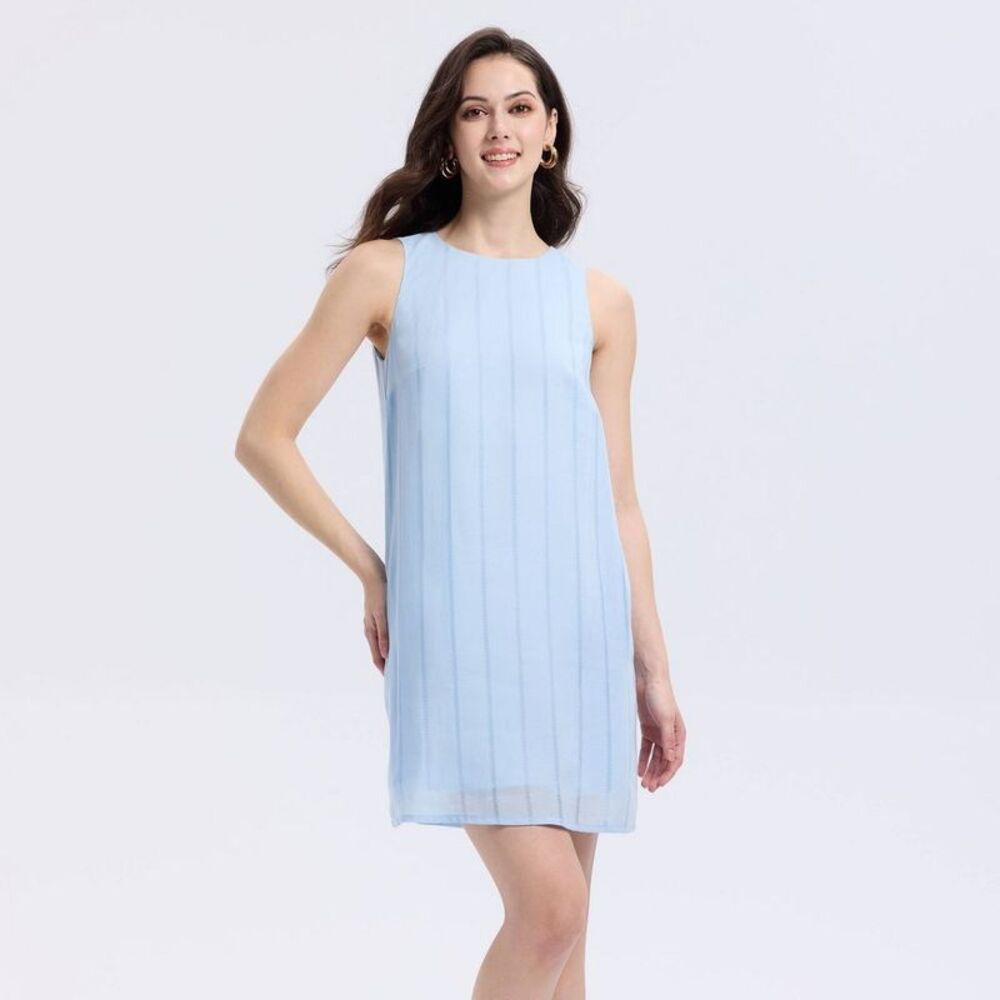 Women's Jacquard Mini Shift Dress - A New Day Light Blue L